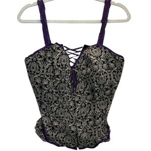 Cacique Black Corset with Purple Detail